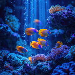 Fototapeta na wymiar Tranquil Water and Marine Life in a Serene Aquarium