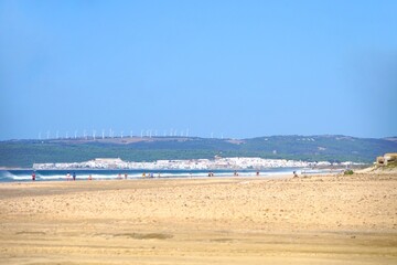 view from the beach near Zahara de los Atunes with a view towards Barbate, Costa de la Luz, Andalusia, Spain