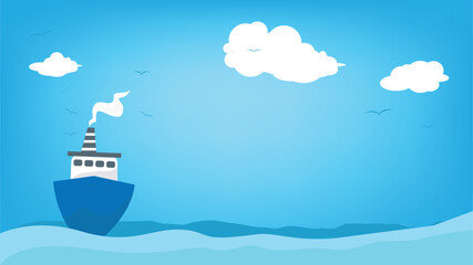 Fishing boat in the sea. suitable for kids banner background 