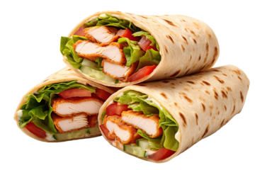 Chicken wrap Isolated on transparent background. Generative AI