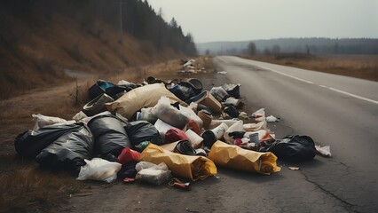Bunch of garbage on the side of a road from Generative AI