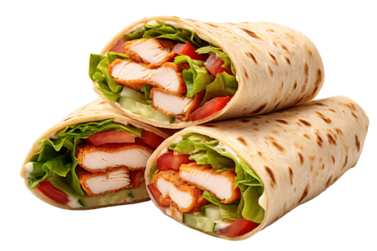 Chicken wrap Isolated on transparent background. Generative AI