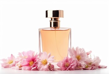 bottle of perfume and flower