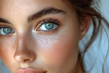 Fototapeta premium close up of woman blue eye looking at camera