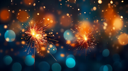 Beautiful creative holiday background with fireworks and sparkles