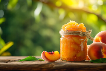 peach jam and fruit peaches
