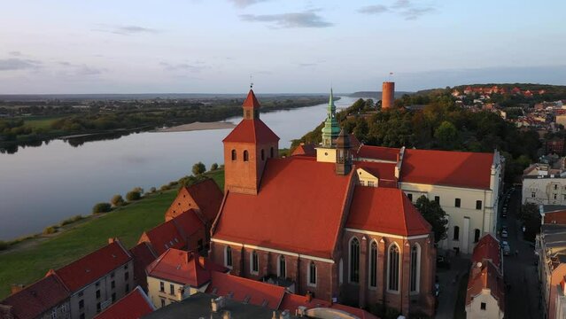 Beautiful granaries of Grudziadz at Wisla river, Poland