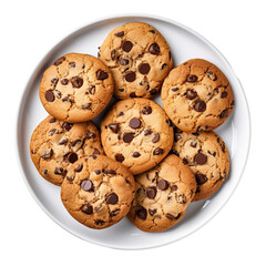 chocolate chip cookies Isolated on transparent background. Generative AI