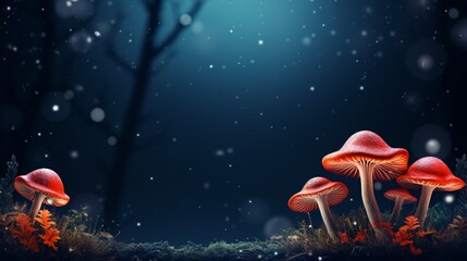 A realistic magical mushrooms advertisement