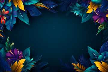 Fototapeta na wymiar Dark blue background with vibrant Brazilian carnival banner template