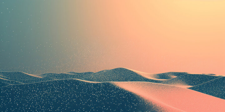 Wavy dunes under a gradient sky with a dusting of stars, blending from teal to peach.