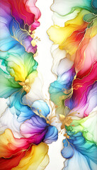 Trendy multicolor and white splash. Abstract artwork style, inspired by alcohol ink and watercolors paint. Luxury abstract background and wallpaper. Composition for yours cover, poster, header.