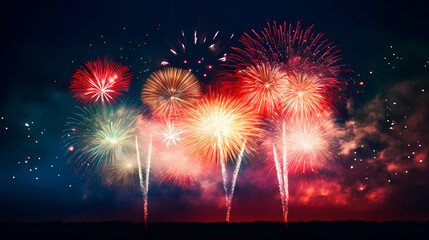 Beautiful fireworks background at night for holiday decoration