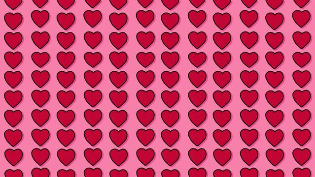 Hand Drawing Heart Move in Vertical Line Background