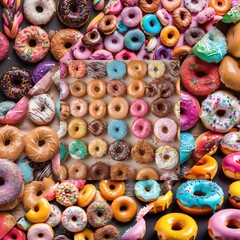 Fototapeta na wymiar Colorful donuts framework background