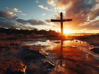 Cross of Jesus Christ - Crucifixion - Cross at Sunset