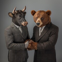 bear and bull market - obrazy, fototapety, plakaty