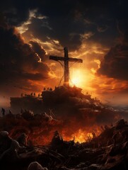 Cross of Jesus Christ - Crucifixion - Cross at Sunset