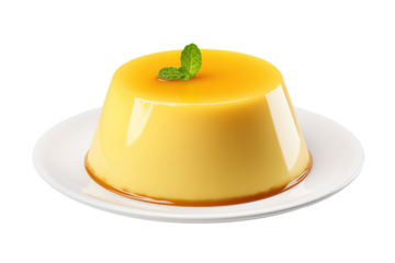 Custard Pudding Isolated on transparent background. Generative AI