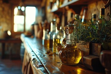 Liquid Gold Soiree: Join an Olive Oil Tasting Session in Tuscany, where you Explore the Exquisite Flavors of Artisanal EVOO, Unveiling the Richness of Tuscan Gastronomy. - obrazy, fototapety, plakaty