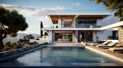 Fototapeta premium Modern villa with a private infinity pool