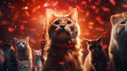 Generative AI Background Illustration of Cats - Whimsical Feline Fantasy

