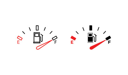 Car Fuel Indicator Icon Set. Vector Illustration - obrazy, fototapety, plakaty