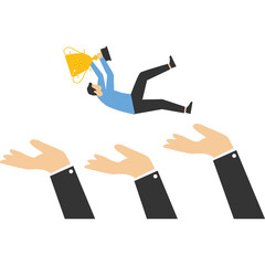Businessman being thrown in the air, Vector illustration design

