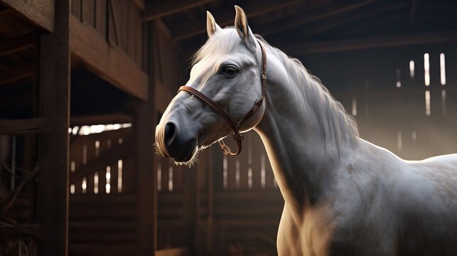 Horse in the Stable - AI Generative 8K/4K Photorealistic Image

