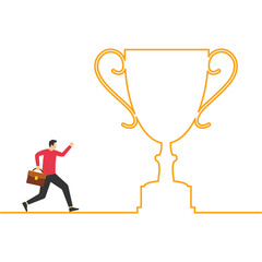 Business people raise a winning trophy, Vector illustration design

