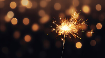 Happy New Year, burning fireworks with bokeh light background