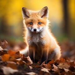 Fototapeta premium Orange color baby fox animal images Generative AI