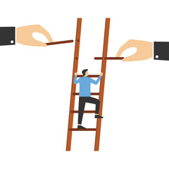Help each other climb the obstacles to reach the goal, Vector illustration design

