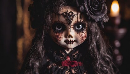 A creepy, evil, cursed Victorian doll - perfect for horror