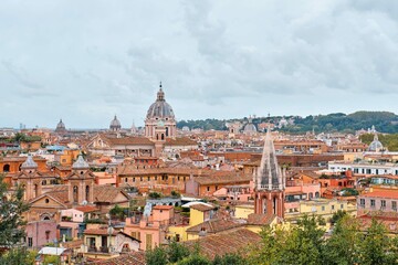 View of Rome Cityscape from the Terrazza Viale del Belvedere - obrazy, fototapety, plakaty