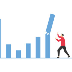 Graph breaks down and falls on the businessman, Vector illustration design

