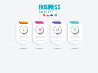 Infographic business design template with icons and 4 options or steps. Can be used for process diagram, presentations, workflow layout, banner, flow chart