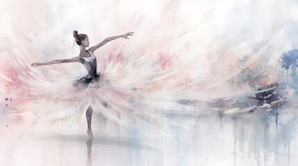 silhouette of a dancing girl ballerina dreamy watercolor background