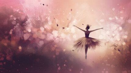 silhouette of a dancing girl ballerina dreamy background - obrazy, fototapety, plakaty
