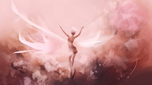 silhouette of a dancing girl ballerina dreamy background