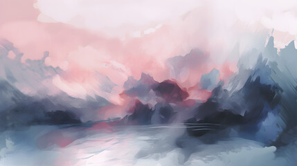 sunrise in mountains abstract watercolor painting 