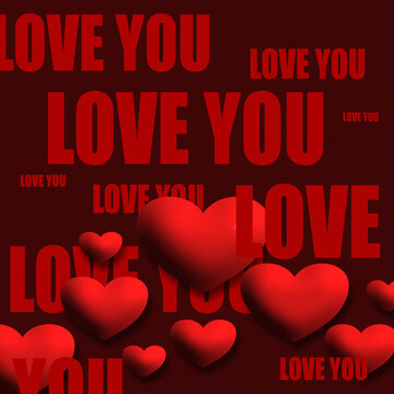 happy valentines day card, 3d love you modern design