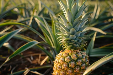 Fototapeta premium Growing pineapple harvest and producing vegetables cultivation. Concept of small eco green business organic farming gardening and healthy food