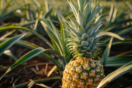 Growing pineapple harvest and producing vegetables cultivation. Concept of small eco green business organic farming gardening and healthy food