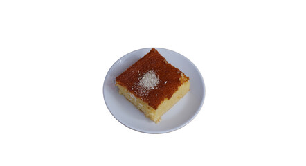 traditional Turkish dessert Revani, isolated