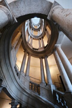 The Galleria Nazionale d'Arte Antica or National Gallery of Ancient Art, in Palazzo Barberini. The helicoidal staircase by Borromini in Rome, Italy