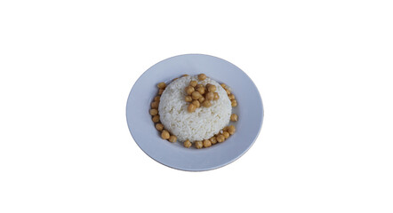 Turkish style chickpea pilaf, ready to serve chickpea rice, isolated