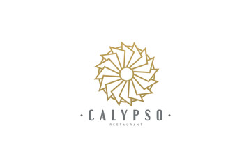 Celestial logo design, Star logotype, Planet, Space, Universe, Minimal Minimalistic, Sun, Rays, Satelite emblem. Vector illustration