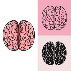 Free vector, doodle illustration of the human brain logo