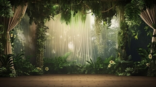 Forest Fantasy Wedding Wallpaper, generative ai
